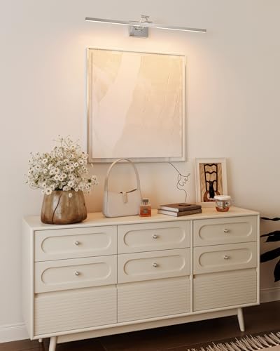 Image of VONLUCE 36 inch LED Bathroom Vanity Light, 3CCT Modern LED Vanity Lights with 360 Rotatable Head Swing Arm, 15.4W Bathroom Light Fixture Over Mirror, LED Lights for Bathroom Bedroom, Brushed Nickel | 3CCT, Flicker-free, 360 Rotatable Head & Swing Arm, IP44 waterproof Bathroom Light Fixture Over Mirror for Bathroom, Picture