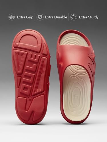 Image of The Souled Store Slides 2.0: Men and Boys Slip On Sliders Streetwear High Density EVA Cushioned EVA Sole Durable Outsole Slip On Construction Lightweight and Arch Support