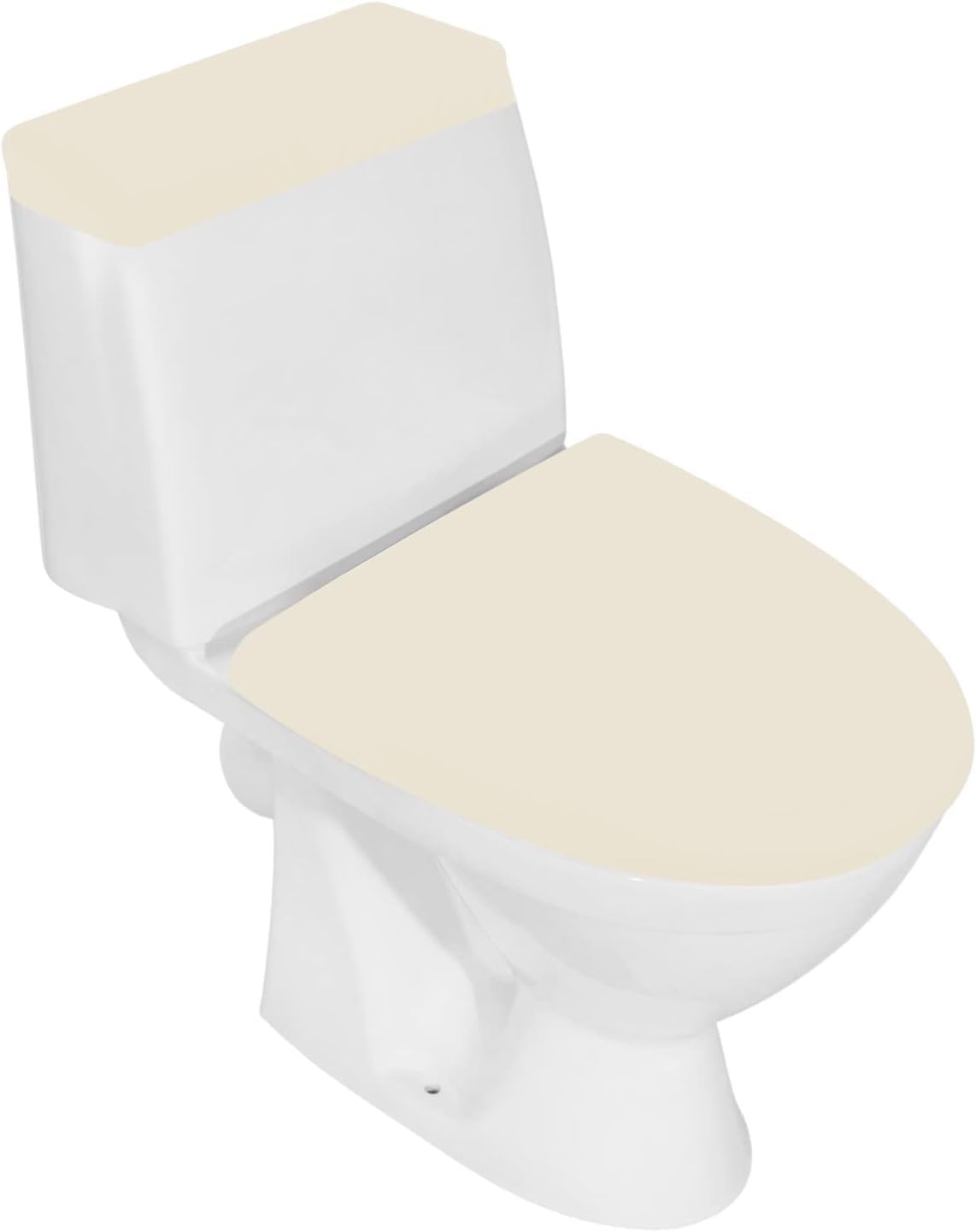 Toilet Lid and Tank Cover Set, Stretchy, Washable, Spandex Fabric, Bathroom Seat Protector, Fits Most Toilets, (Beige 2 Pieces)