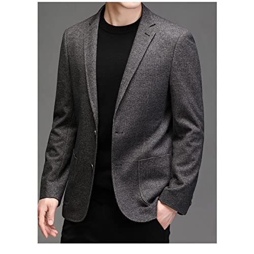 Dawwoti Jaqueta masculina slim smoking terno formal de negócios jaqueta blazer para jantar, Cáqui, M
