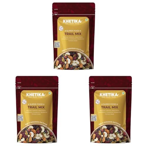 Image of Khetika Trail Mix 200g | 7 Superfood in 1 Mix | Dry Fruits & Seeds Mixed pack, Energy Power Pack Contains Almonds, Cashews, Cranberries,Black Raisins, Long Raisins, Pumpkin Seed, Blueberries