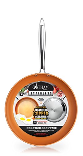 Gotham Steel Stainless Steel Premium 10” Frying Pan, Triple Ply Reinforced with Super