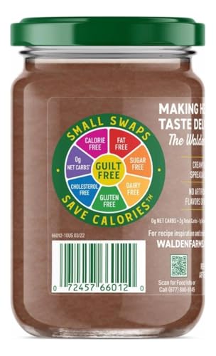 Walden Farms Chocolate Peanut Spread – Zero Calorie, Low Carb, Keto-Friendly, Vegan, Sugar-Free, Chocolate Peanut Flavor – 12 oz Bottle