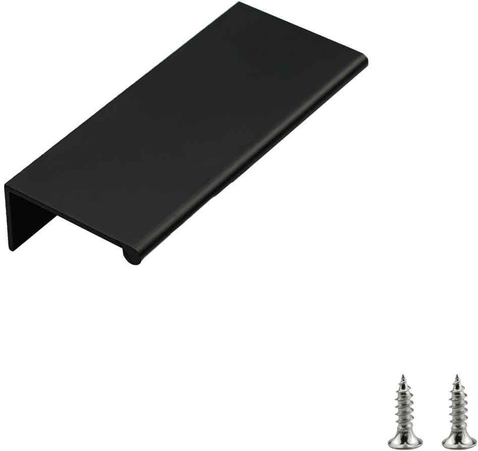 Modket Matte Black 3" Finger Lip Edge Pull Euro Modern Kitchen Cabinet Drawer Hardware Dresser 15 Packs