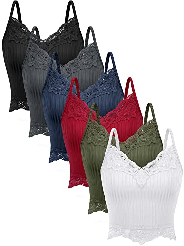 Bencailor 6 Pack Fairy Grunge Y2K Tops, Lace Patchwork Crop
