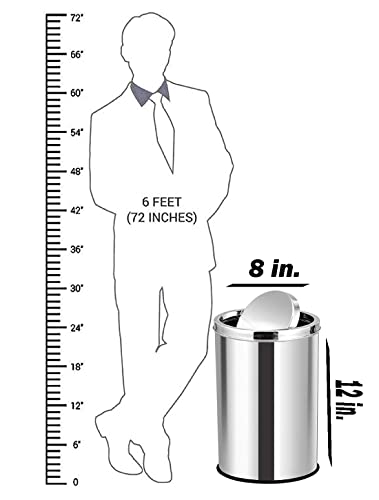 Image of OPR Stainless Steel Swing Dust Bin with Lid| Garbage Bin, Round Shape Trash Can for Home, Kitchen, Washroom, Offices And Bathroom (8 X 12 in. -10 Liter)