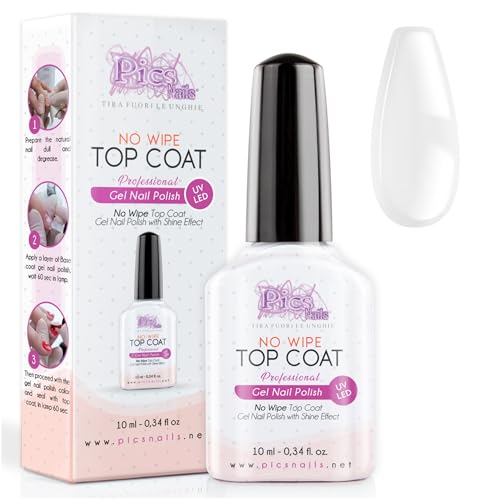 Top Coat Semipermanente UV/LED 10 ml - Top Coat NO WIPE Smalto in Gel Sigillante Unghie Senza Strato di Dispersione, Incrementa la durata e dona un Effetto Lucido a Gel Color, Acrygel, Semipermanenti