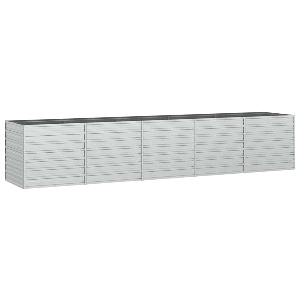 vidaXL Galvanized Steel Silver Garden Raised Bed - Large Rectangular Planter for Outdoor Patio, Balcony, or Garden - Heavy-Duty Metal Plant Container