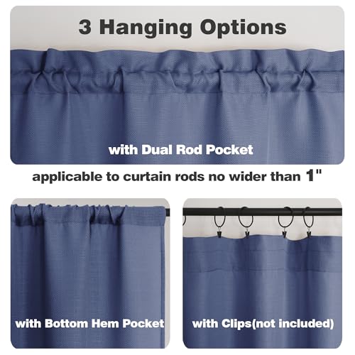 image for Chyhomenyc Bennet Blue Valance for Windows, Faux Linen Slub Textured S