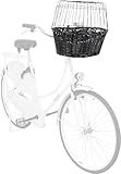 TRIXIE Hundekorb für das Fahrrad vorne bis 5 kg 50 × 41 × 35 cm - gewobener Hundefahrradkorb für den Lenker - in schicker Weidenoptik mit Kunststoff Gitter, 2818