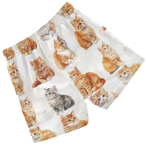Pigsaly Boys' Swim Board Shorts Watercolor Cute Yellow Cat Boy's Swim Trunks Kids Swimwear S2