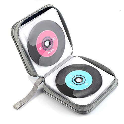 alavisxf xx CD Case, 48 Capacity Hard Plastic Portable Travel DVD Case Protective Zipper CD Case Holder Car Storage Wallet Bag (48 Capacity, Dark Blue) - Image 4