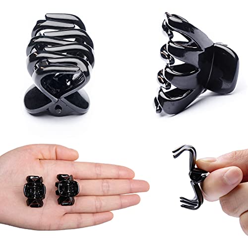 Cobahom 12 Pack Small Hair Claw Clips 1.2 Inch Plastic Hair Clips For Thin Hair No-Slip Mini Hair Clips Hair Styling Accessories For Women And Girls (Black) #TOP3