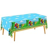 Super Brothers Disposable Game Tablecloth, Plastic Table Cover for Birthday Party, 54”x108”, 3...