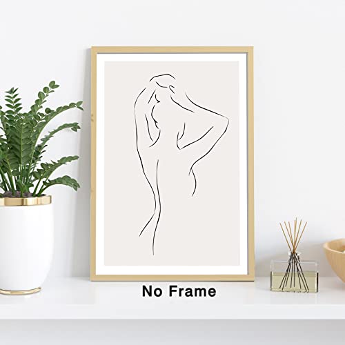 Abstract Line Woman Wall Art Canvas Bathroom Line Art Wall Decor Woman Silhouette Poster Abstract Female Art Black And White Line Artwork Woman One Line Drawing Prints For Bedroom 16X24Inch No Frame #TOP1