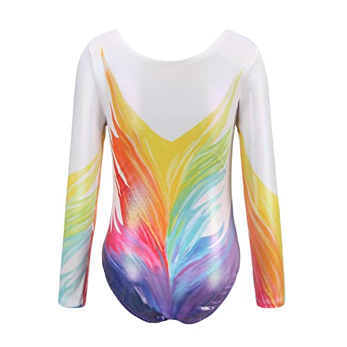 Abociw Gymnastics Leotards For Girls Long Sleeve Rainbow Shiny Diamond Athletic Ballet Dance Leotard Unitard Dancewear For Power Tumbling, Gymnastics Practice, Team Sport Rainbow 5-6 Years #TOP1