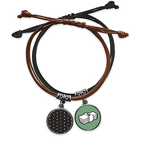 Pulsera de cuero Halloween Miedo Punto ajustable con cordon hecho a mano unisex