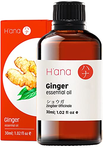 Hana Ginger Essential Oil - Relieves Muscle Aches and Renew Lymphatic Flow - for Therapeutic Massages - 100 Pure Therapeutic Grade for Aromatherapy and Topical Use - 30ml