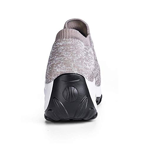 Slow Man Women's Slip on Walking Shoes - Comfortable Loafers Casual Non-Slip Nursing Shoes Fashion Sneakers Platform Khaki,5.5