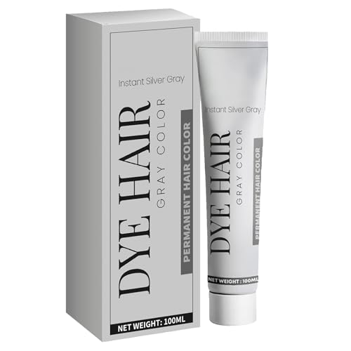 Crema de Color de Cabello Gris,Cera Tinte Instantáneo para Cabello,Crema Colorante s,Tinte Unisex,Plateado,100ML