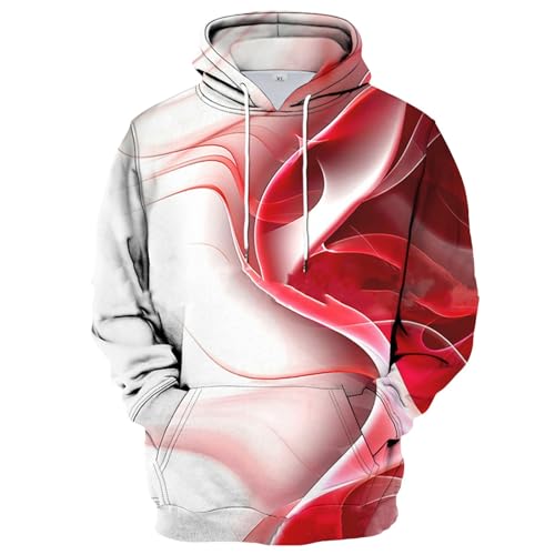 Ymosrh Men's Novelty Hoodies, Print Hooded Sweatshirt Long Sleeve Drawstring Casual Pullover Hoodies with Pocket, M-6XL