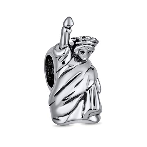Viaggi Vacanze Turismo New York City Statua Della Libertà Charm Bead Per Donne Per Adolescenti Ossidato .925 Argento Adatto A Bracciale Europeo
