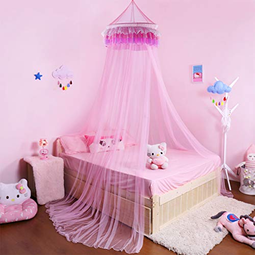 Goplus Princess Bed Canopy Netting Dome With Elegant Ruffle Lace For Girls And Baby #TOP3