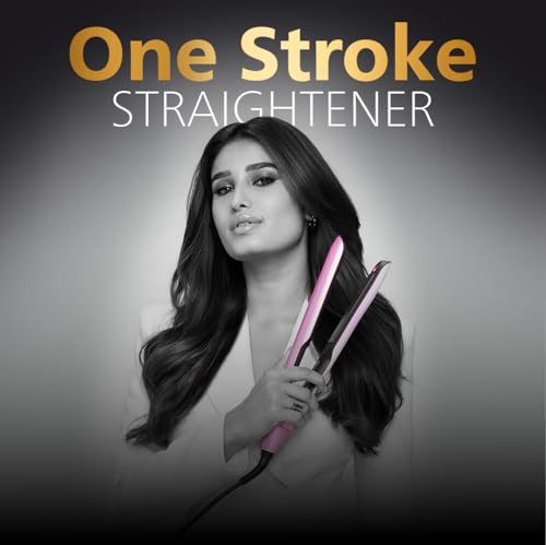 Image of Philips India's No.1 Hair Styling Brand - One Stroke Hair Straightener | 50% Faster Straightening | 3 days salon-like hair | 12 Temperature Settings (120-230C) Designed for Indian Hair | BHS530