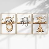 Generisch 3er Dschungel Poster-Set fürs Babyzimmer A4 A3 - 