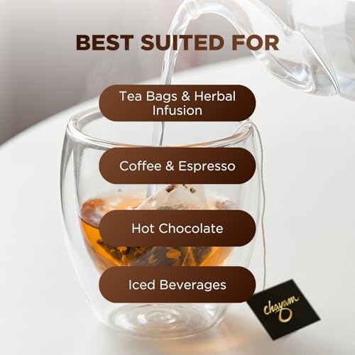 Image of Aura Double Walled Glass Coffee and Tea Mug | Heat Resistant Glass (250ml) | Premium Clear Borosilicate Glass | Tea & Coffee Cup | Elegant Cups for Home & Office