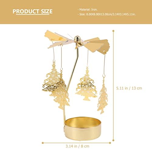 Balacoo Christmas Spinning Candle Holder Metal: Xmas Tree Rotating Candle Holder Carousel Candles Xmas Tea Light Holder Carousel Charms Xmas Desktop Fireplace Decor