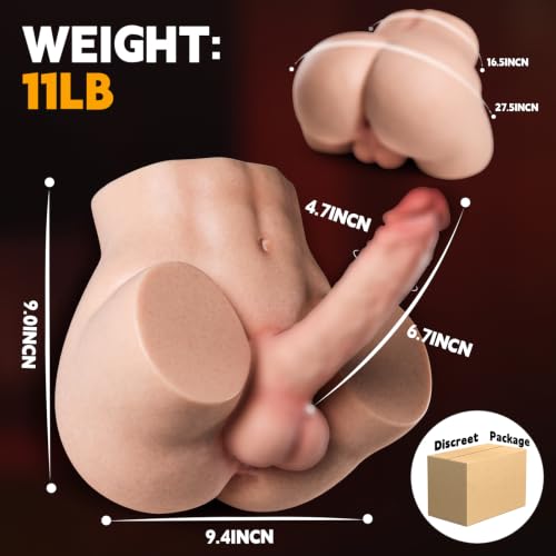 Image of Silicone Male Sex Doll with Realistic 6.7 Inch Flexible Huge Dildo Sex Doll | with Huge Cock for Female Tight Anal Soft Buttock for Gay Sex Toys Unisex Masturbator for Women Gay Couple Sex Doll Torso