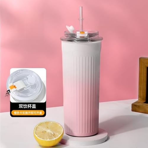 ストロー付きタンブラー タンブラー 蓋付き コーヒーカップ 500ml水筒 大容量 真空断熱 保温 保冷 ステンレス 広口/直飲み 濡れない 結露しないホーム/オフィス/スポーツ プレゼント