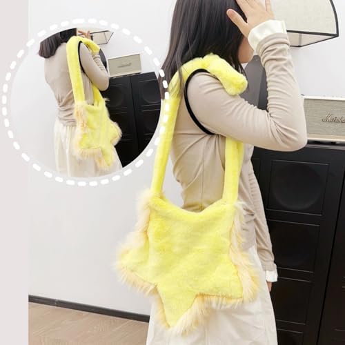 Fuzzy Crossbody Bag Star-shaped Y2K Fluffy Shoulder Bag Women Furry Purse Plush Faux Fur Bag Autumn Winter3