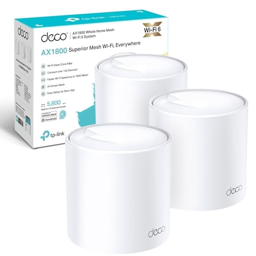 Image of Deco X20 AX1800 Whole Home Mesh Wi-Fi 6 System, AI-Driven Mesh, Quad-Core CPU, Up to 5,800 Sq ft Coverage, Compatible with Amazon Alexa, Pack of 3 Compatible with TP-Link