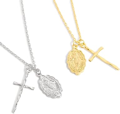 Amazon | ネックレス 聖母マリア メダイ メダル クロス ペンダント