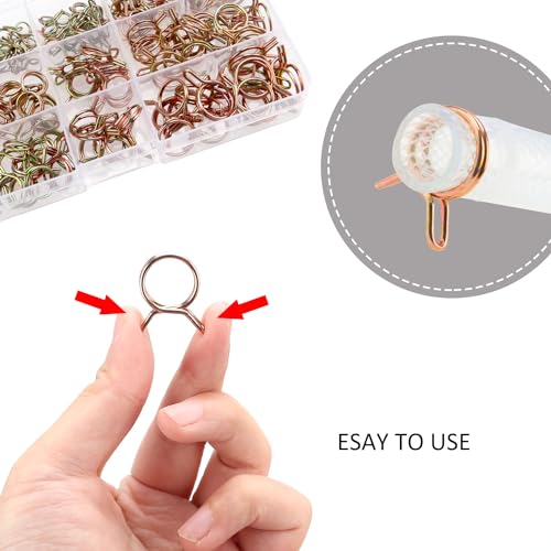 YIXISI 150 PCS 5-14mm Fuel Hose Spring Clamps, HARDWARE CLAMPS VISE, Golden, for Motorcycle Scooter ATV, 150pcs - Image 4