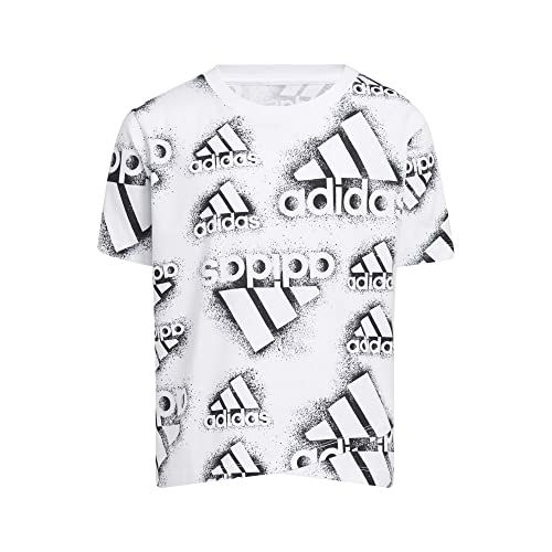 adidas Crossover Allover Print Tee Kids', White, Size L