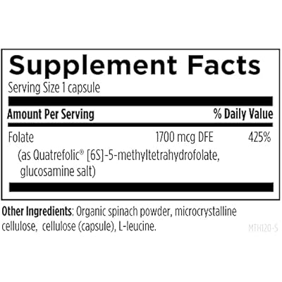 Designs for Health L 5-MTHF - Quatrefolic L Methylfolate Supplement 1mg (1700mcg DFE) - Methylated Folate Supplement for Women & Men - Supports Methylation - Non-GMO, Gluten Free (120 Capsules)