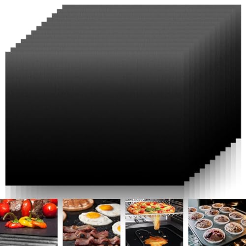 Image of 12 Pcs Silicone Oven Liner,Oven Liners for Bottom of Fan Assisted Ovens,50 * 32cm,Non-Stick,Heat-Resistant Reusable Universal Mats for Gas Grill,Fits Most Ovens,Cut-to-Size,Prevents Stains and Odors