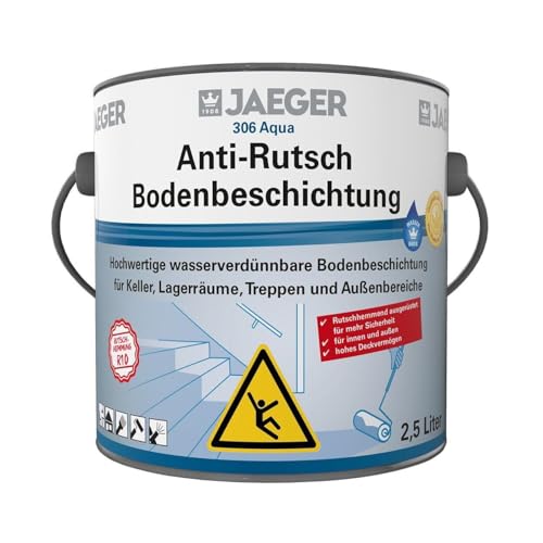 JAEGER Anti-Rutsch Bodenbeschichtung 1K-Beschichtung 2,5 Liter lieferbar in 3 Grautönen (RAL 7032 kieselgrau)