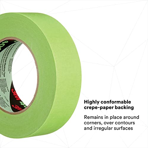 Image of 3M High Performance Green Masking Tape 401+, Superior Adhesion, Clean Removal, Highly Conformable, Paint-Bleed Resistant, 36 mm x 55 m, 6.4 mil, 16 /Case Bulk