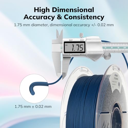 Image of AMOLEN Matte PLA 3D Printer Filament, Navy Blue PLA Filament 1.75mm with Smooth Finish, 3D Printing Filament for Most FDM 3D Printers, Dimensional Accuracy + /- 0.02mm, 1kg Spool (2.2lbs)