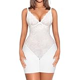 FeelinGirl White Cute Body Suits Women Lace Shapewear Bodysuit Tops Sexy Body Shaper Lingerie Going Out Fashion Outfits