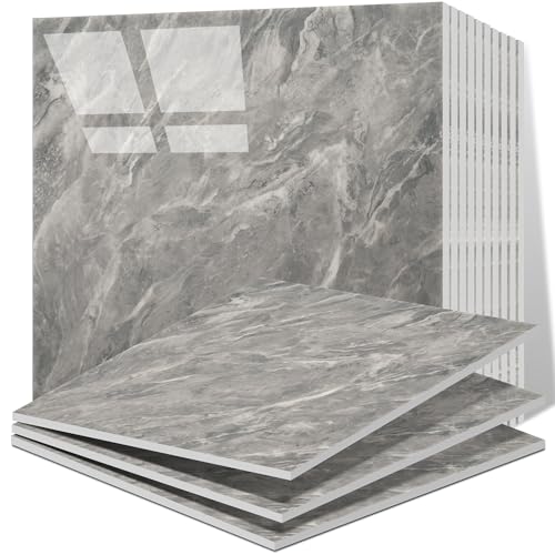 Vieshful 20pcs Peel and Stick Backsplash Tile，12'x12' Self Adhesive Marble Tile for Wall, PVC Waterproof Shower Wall Panels, Back Splash Stick on Tiles for Kitchen Bathroom Living Room, Not Real Tile