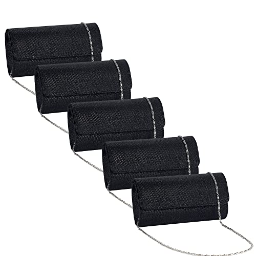 Sac à bandoulière étincelant pour femme sac de soirée strass paillettes noir 5pcs
