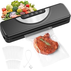 Vacuum Sealer Machine, Automatic Food Vacuum Sealer with Built-in Cutter and 30cm Sealing Bar, Multi-Functional Food Saver with 10 Vacuum Bags and External Hose for Dry Moist Soft Food Preservation