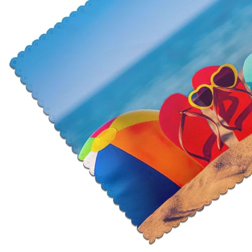 Set de table plage en polyester lavable Lot de 6 napperons 30x45 cm