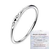 LIU JUN For Memorial - Tiny Heart With Wings Ring, Missing You Always I'll Hold You In My Heart Rings Lost Loved One Loss Miscarriage Memorial Jewelry Gift