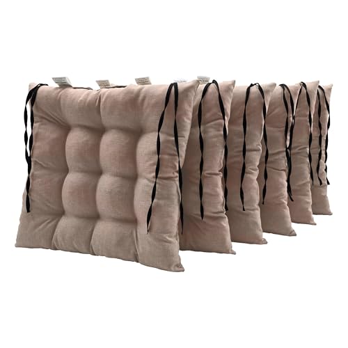Grand Filippo Cuscino per sedia impermeabile, 6 pezzi, 40 x 40 cm, per esterni, con laccetti, resistente all'umidità e alla muffa, ideale per interni ed esterni, facile da pulire